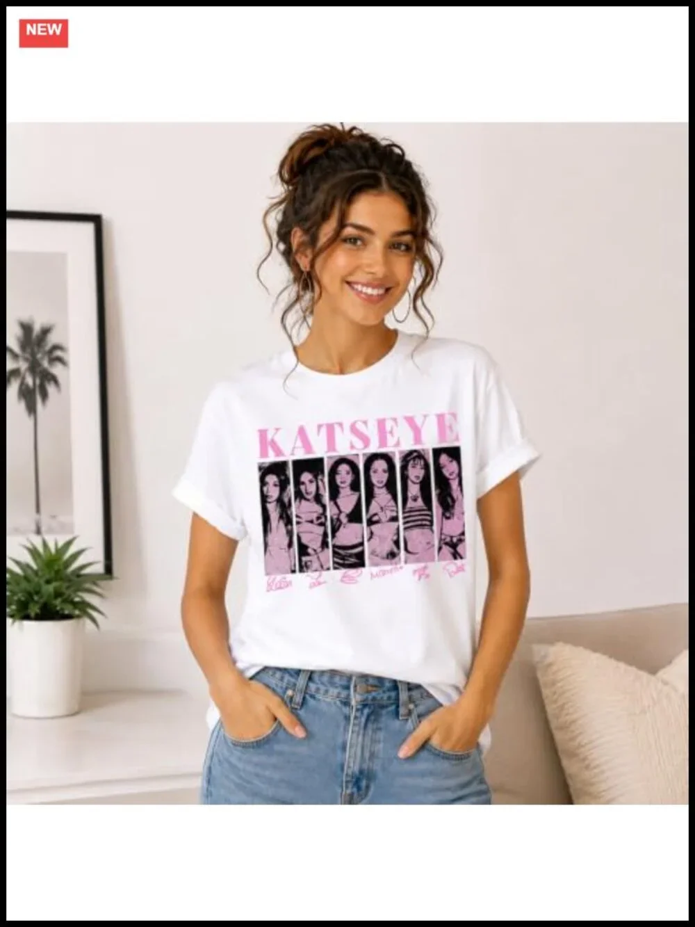 KATSEYE Vintage Photo Collage T Shirt Autographed Tee 100% Pure Cotton Casual